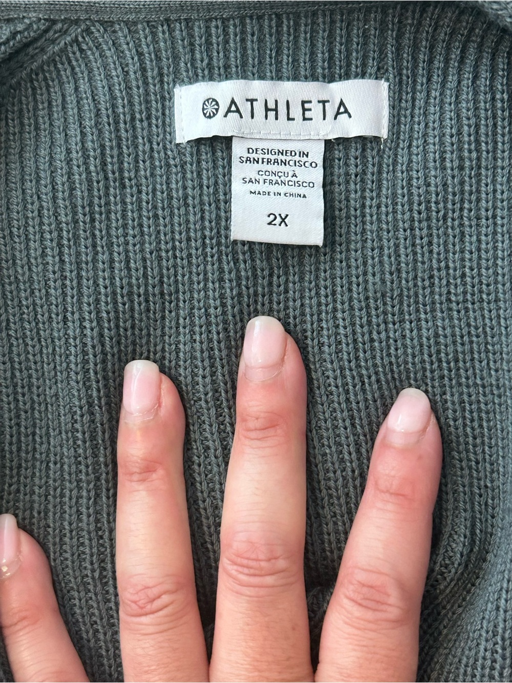 Athleta Black Hanover V-Neck Sweater, Size 2x
